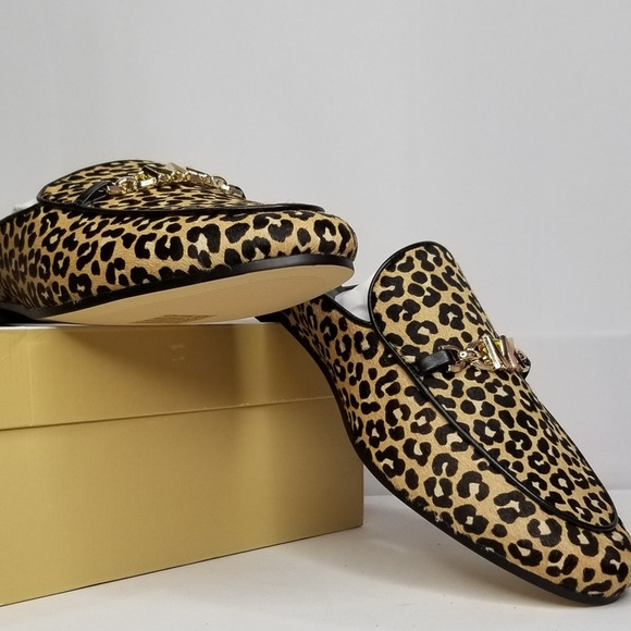 Michael Kors Women's Tiffanie Calf Hair  Slip On Mules Size 8.5  Leopard  NWT - Picture 1 of 8